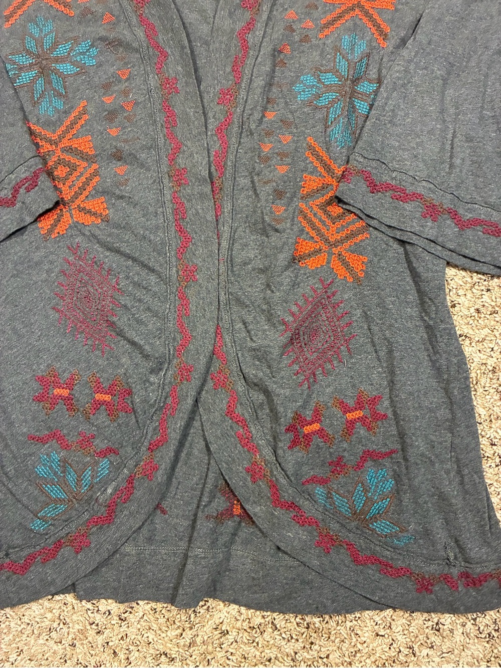 JW Johnny Was Los Angeles Embroidered Open Front Lightweight Cardigan Kimono - Picture 10 of 11